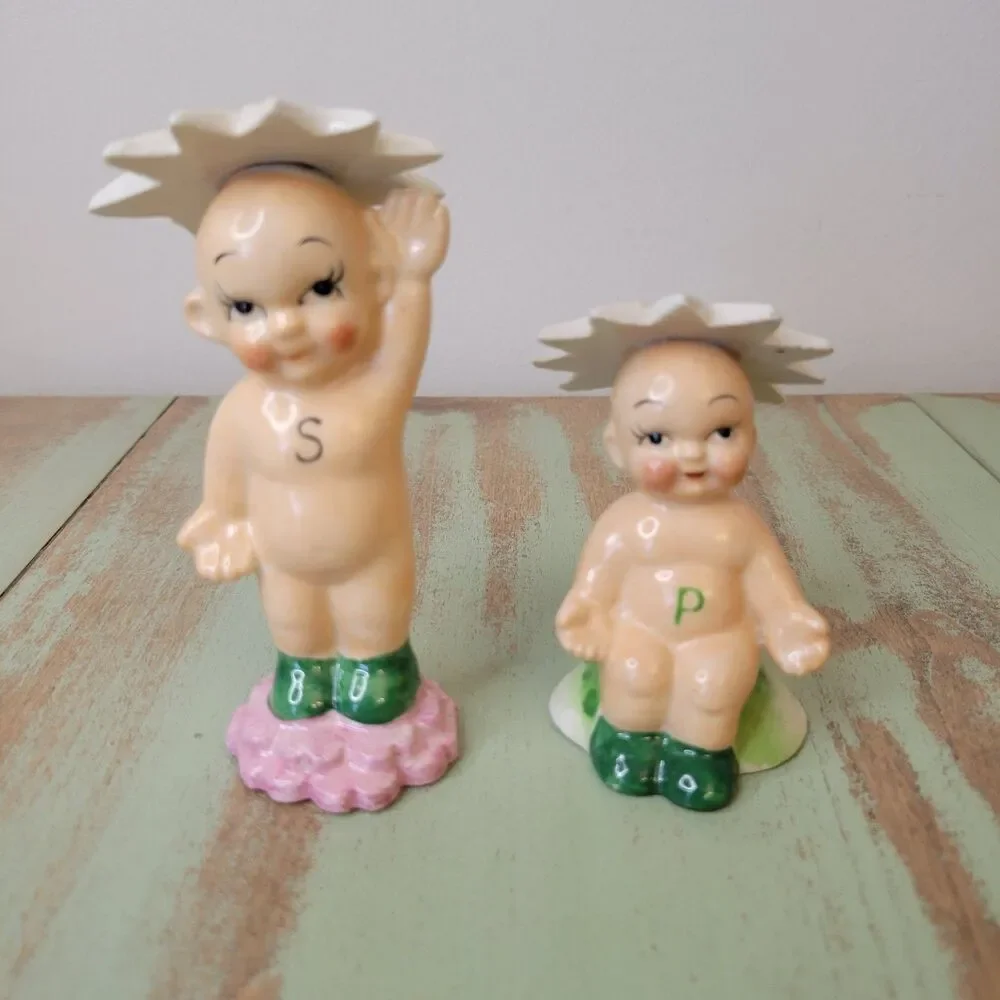 Vintage Kewpie Daisy Head Salt & Pepper Shakers - Made in Japan